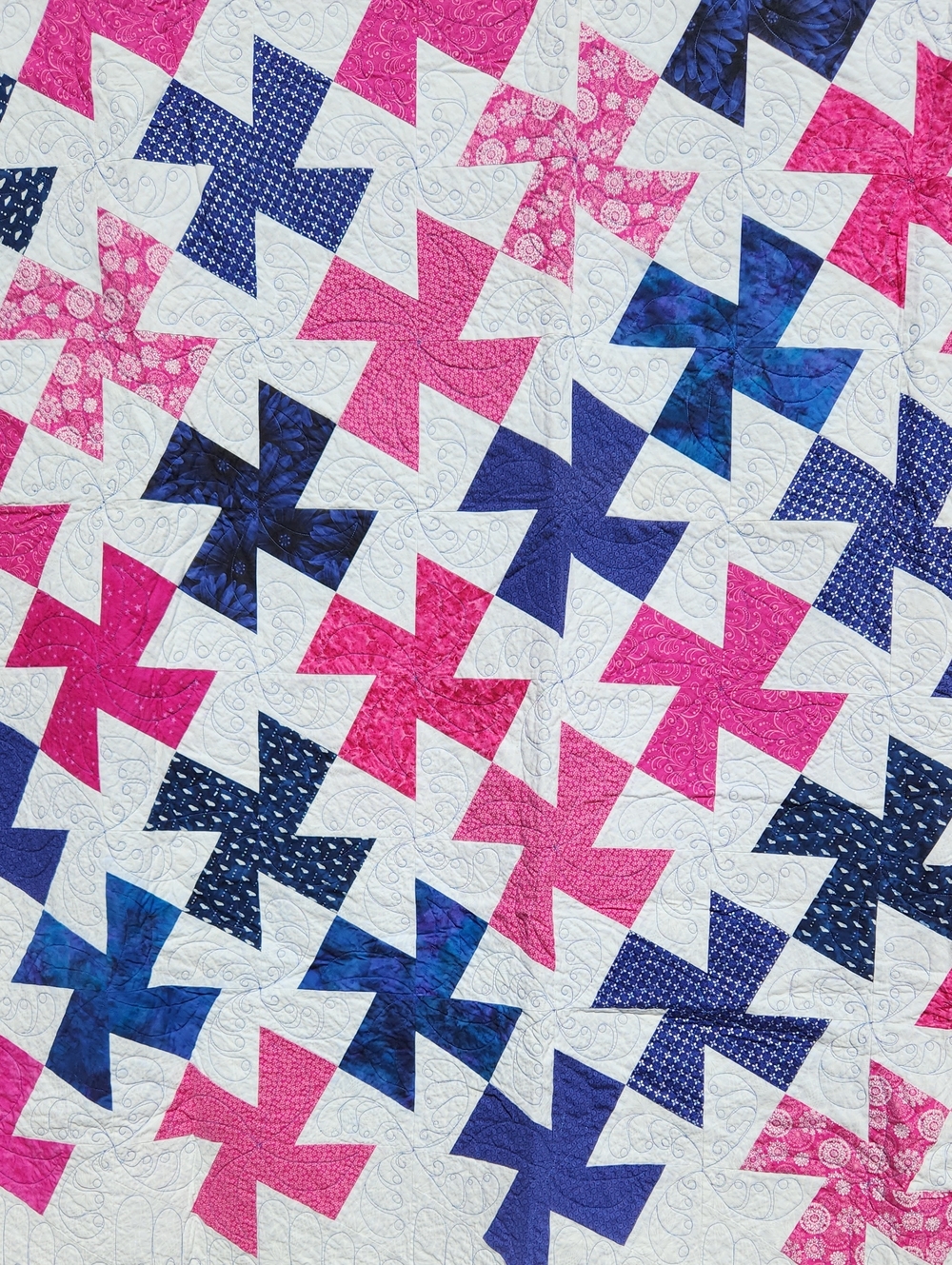 Pink and Blue Pinwheel Quilt - Home Bedding Quilts Cotton